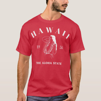 Mooi Hawaïaans Meisje Aloha State op Dark T-shirt