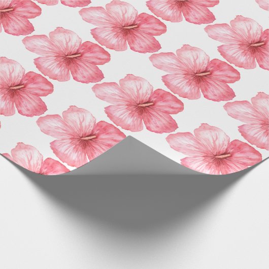 Mooi Hawaiaans Roze Bloemig Meisjesachtig Elegant Cadeaupapier (Hoek)