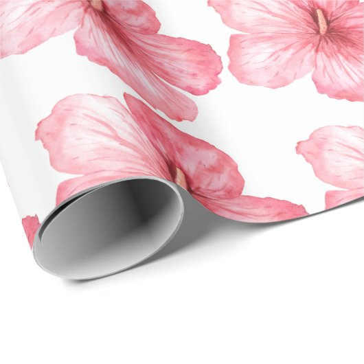 Mooi Hawaiaans Roze Bloemig Meisjesachtig Elegant Cadeaupapier (Rol Hoek)