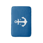 Mooi, helder, blauw anker monogram badmat (Voorkant Verticaal)