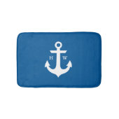 Mooi, helder, blauw anker monogram badmat (Voorkant)