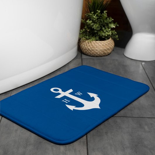 Mooi, helder, blauw anker monogram badmat
