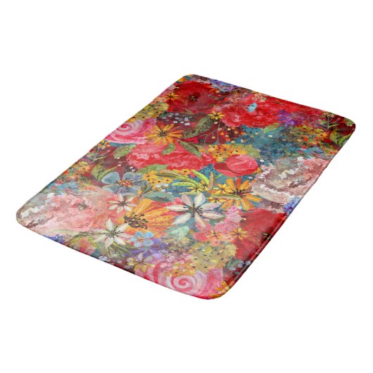Mooi helder kleurrijk Abstract bloemenpatroon Badmat (Gekanteld)
