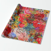 Mooi helder kleurrijk Abstract bloemenpatroon Cadeaupapier (Uitgerold)