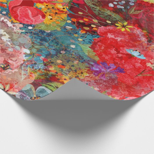 Mooi helder kleurrijk Abstract bloemenpatroon Cadeaupapier (Hoek)