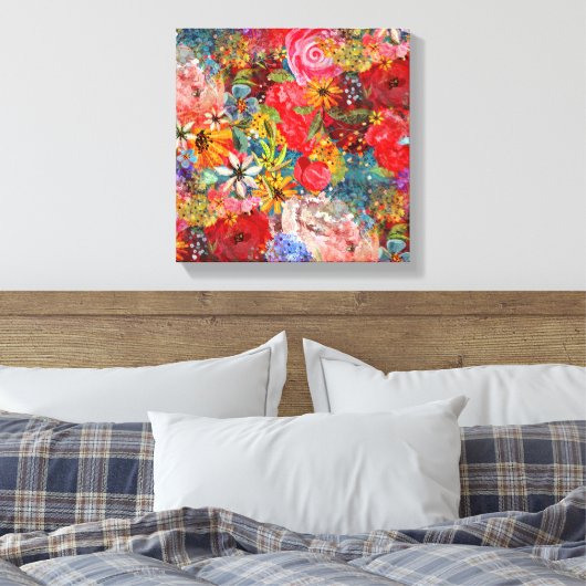 Mooi helder kleurrijk Abstract bloemenpatroon Canvas Afdruk (Insitu (Slaapkamer))