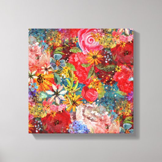 Mooi helder kleurrijk Abstract bloemenpatroon Canvas Afdruk (Voorkant)