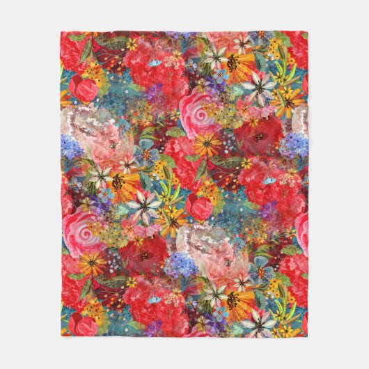 Mooi helder kleurrijk Abstract bloemenpatroon Fleece Deken (Voorkant)