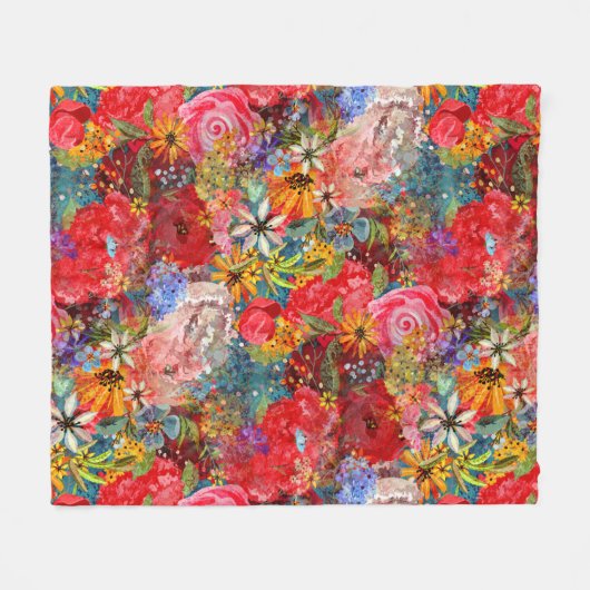 Mooi helder kleurrijk Abstract bloemenpatroon Fleece Deken (Voorkant (Horizontaal))