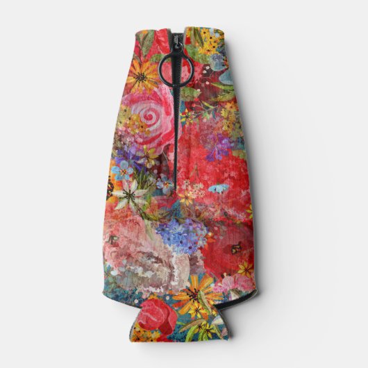 Mooi helder kleurrijk Abstract bloemenpatroon Flesjeskoeler (Achterkant)