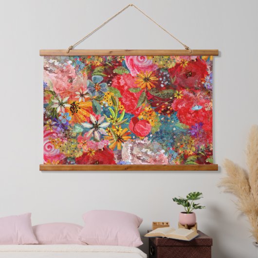 Mooi helder kleurrijk Abstract bloemenpatroon Hangend Wandkleed (Slaapkamer)