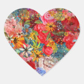 Mooi helder kleurrijk Abstract bloemenpatroon Hart Sticker (Voorkant)