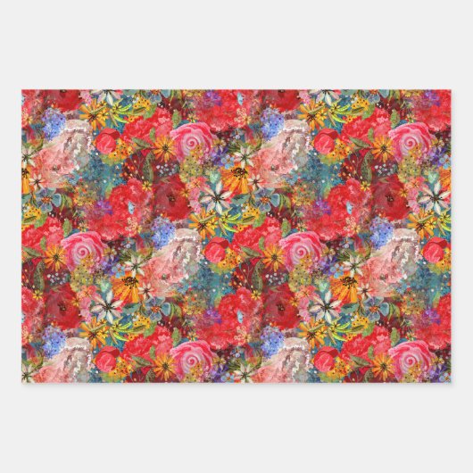 Mooi helder kleurrijk Abstract bloemenpatroon Inpakpapier Vel (Voorkant 3)