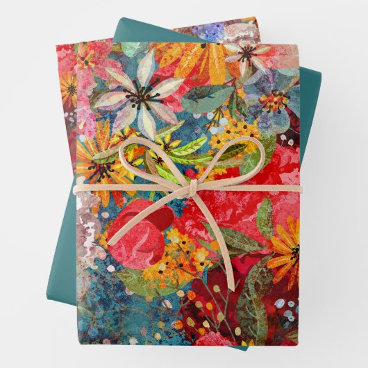 Mooi helder kleurrijk Abstract bloemenpatroon Inpakpapier Vel (In situ)