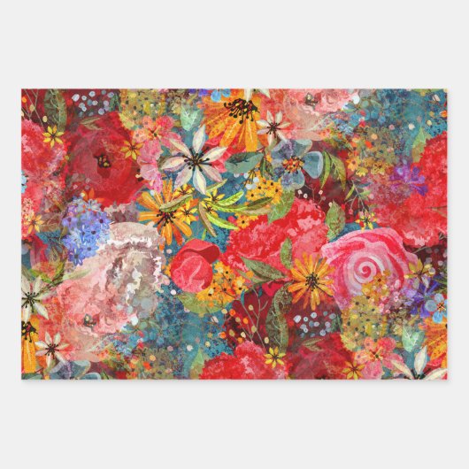 Mooi helder kleurrijk Abstract bloemenpatroon Inpakpapier Vel (Voorkant)