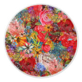 Mooi helder kleurrijk Abstract bloemenpatroon Keramische Knop (Voorkant)