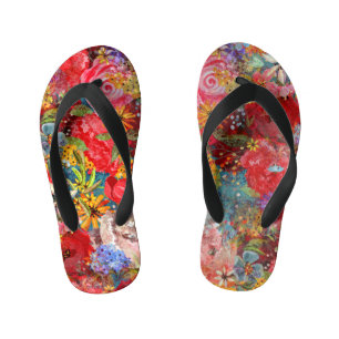 Mooi helder kleurrijk Abstract bloemenpatroon Kinder Teenslippers