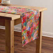 Mooi helder kleurrijk Abstract bloemenpatroon Korte Tafelloper (Voorbeeld)