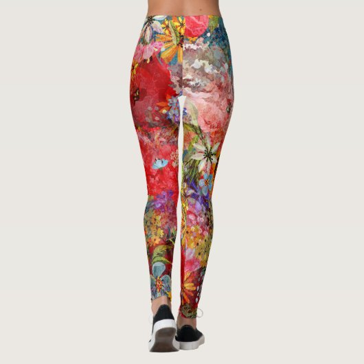 Mooi helder kleurrijk Abstract bloemenpatroon Leggings (Achterkant)