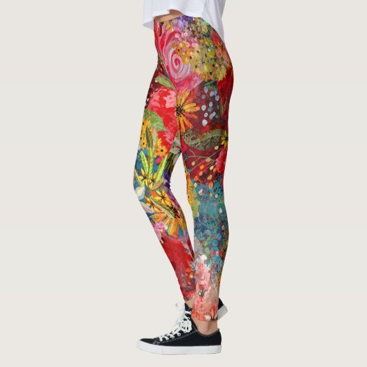 Mooi helder kleurrijk Abstract bloemenpatroon Leggings (Links)
