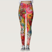 Mooi helder kleurrijk Abstract bloemenpatroon Leggings (Voorkant)