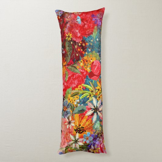 Mooi helder kleurrijk Abstract bloemenpatroon Lichaamskussen (Achterkant (Verticaal))