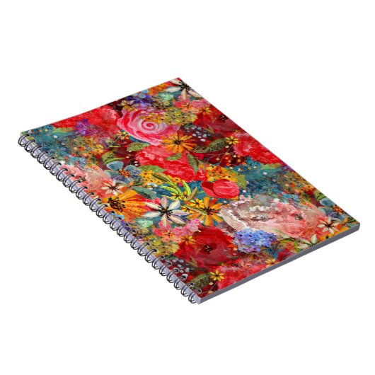 Mooi helder kleurrijk Abstract bloemenpatroon Notitieboek (Rechterzijde)