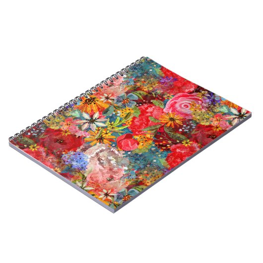 Mooi helder kleurrijk Abstract bloemenpatroon Notitieboek (Linkerzijde)