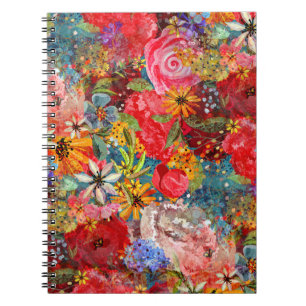Mooi helder kleurrijk Abstract bloemenpatroon Notitieboek