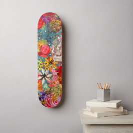Mooi helder kleurrijk Abstract bloemenpatroon Persoonlijk Skateboard