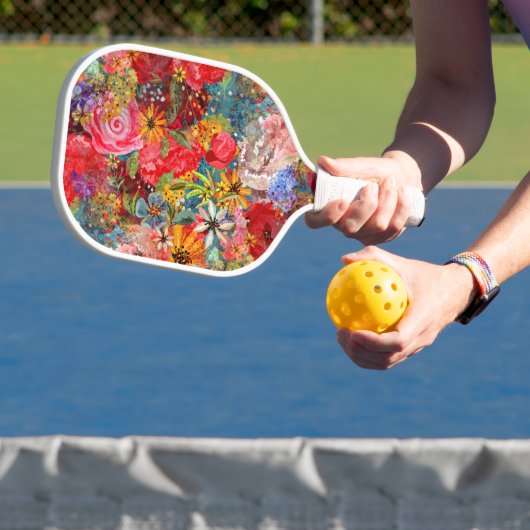 Mooi helder kleurrijk Abstract bloemenpatroon Pickleball Paddle (Insitu)