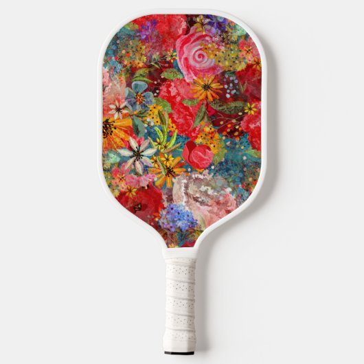 Mooi helder kleurrijk Abstract bloemenpatroon Pickleball Paddle (Achterkant)