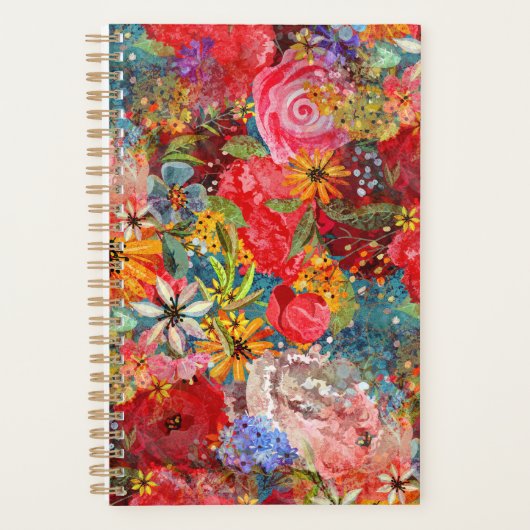Mooi helder kleurrijk Abstract bloemenpatroon Planner (Voorkant)