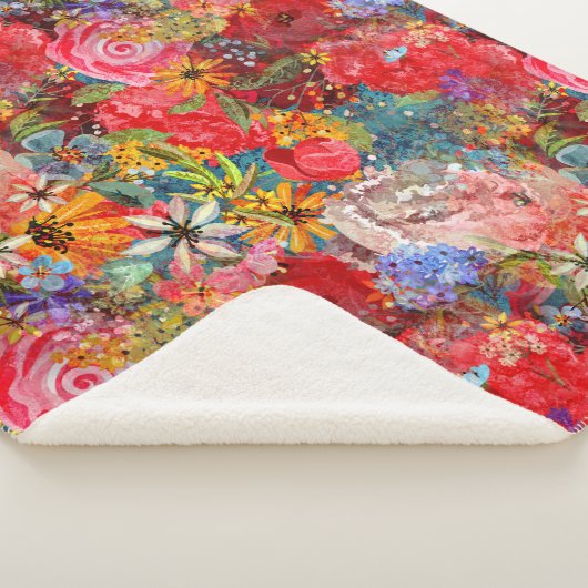 Mooi helder kleurrijk Abstract bloemenpatroon Sherpa Deken (3/4)