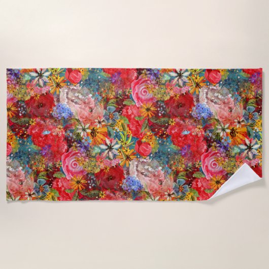 Mooi helder kleurrijk Abstract bloemenpatroon Strandlaken (Voorkant)