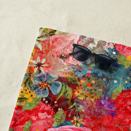 Mooi helder kleurrijk Abstract bloemenpatroon Strandlaken (In situ)