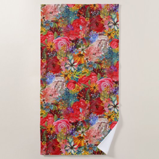 Mooi helder kleurrijk Abstract bloemenpatroon Strandlaken (Voorkant)