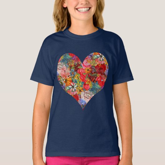 Mooi helder kleurrijk Abstract bloemenpatroon T-shirt (Voorkant)