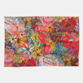 Mooi helder kleurrijk Abstract bloemenpatroon Theedoek (Horizontaal)