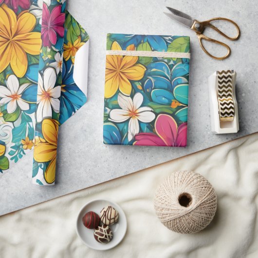 Mooi helder levendig bloemenpatroon cadeaupapier (Crafts)