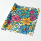 Mooi helder levendig bloemenpatroon cadeaupapier (Uitgerold)