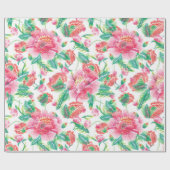 Mooi helder meisje roze bloemen patroon cadeaupapier (Vlak)