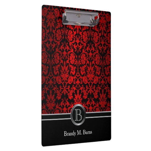 Mooi Helder Rood & Zwart BloemenDamast Klembord (Rechts)