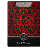 Mooi Helder Rood & Zwart BloemenDamast Klembord (Voorkant)
