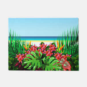 Mooi, helder, tropisch, paradijselijk strand deurmat