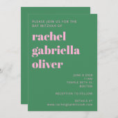 Mooi Heldere Moderne Roze Groene Eenvoudige Bat Mi Kaart (Voorkant / Achterkant)