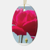 Mooi hemels Roos rood tegen blauw Keramisch Ornament (Links)