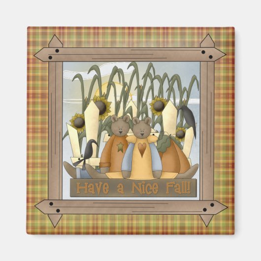 Mooi Herfst land Teddy Bears Magnet (Voorkant)