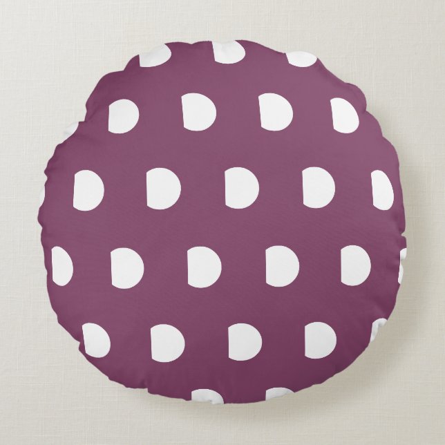 Mooi herfst paars wit polka stippen       rond kussen (Voorkant)