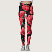 Mooi herinneringspatroon rode papavervormig patroo leggings (Voorkant)